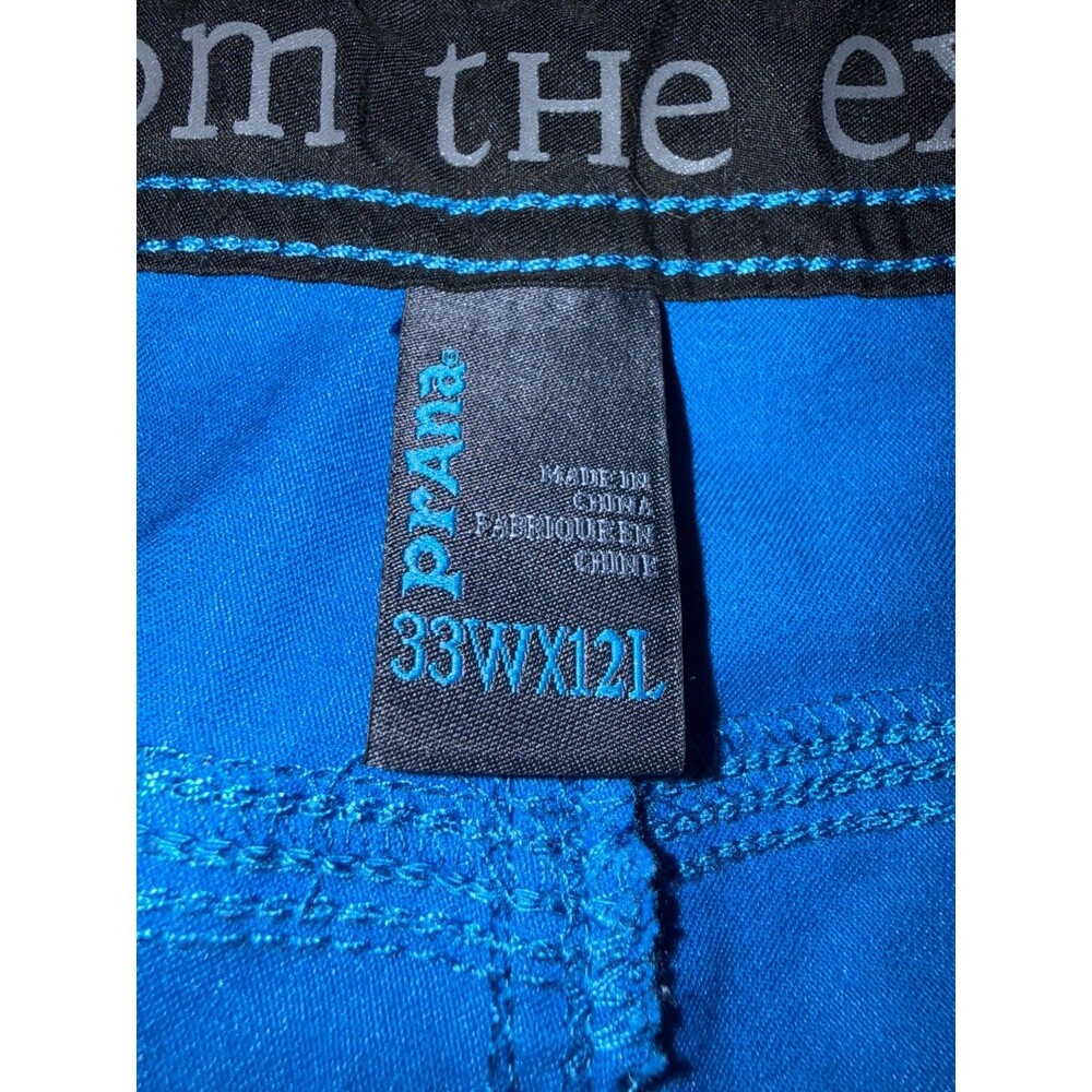 PrAna Cargo Shorts Men's W 33 Bright Blue Lightweight Nylon Belted 12 inch Ins - Picture 3 of 10
